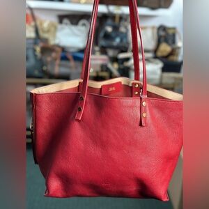 Chloe Red Leather Tote Bag